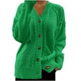 thumbnail image 1 of qucoqpe Womens Long Sleeve V-Neck Knit Cardigan Sweaters Button Front Jacquard Sweater Tops, 1 of 4