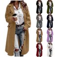 thumbnail image 1 of qucoqpe Womens Long Wool Pea Coat Notch Lapel Single Breasted Trench Coat Fall Winter Clothing for Women, 1 of 5
