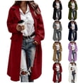 thumbnail image 1 of qucoqpe Womens Long Wool Pea Coat Notch Lapel Single Breasted Trench Coat Fall Winter Clothing for Women, 1 of 5