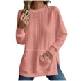 thumbnail image 1 of qucoqpe Womens Loose Fitting Crewneck Sweatshirt Classic Solid Color Casual Pullover Fall Cozy Long Sleeve Side Slits Sweatshirts Top, 1 of 6