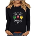 thumbnail image 1 of qucoqpe Womens Merry Christmas Tree Sweatshirt Funny Casual Long Sleeve Graphic Cute Tee Tops Lightweight Pullover Blouse Shirt, 1 of 5