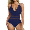 thumbnail image 1 of qucoqpe Womens One Piece Swimsuits Sexy V Neck Slim Hollow Out Bathing Suits Lightweight Comfy Swimwear, 1 of 8