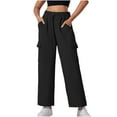 thumbnail image 1 of qucoqpe Womens Oversized Sweatpants Wide Leg Drawstring Waist Cargo Pants with Pockets Soft Lounge Sports Workout Pants, 1 of 6