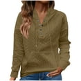thumbnail image 1 of qucoqpe Womens Oversized Sweatshirts Hoodies Snap Button V Neck Drawstring Hooded Tops with Pocket Casual Pullover Tunics Fall Winter Outfits 2025, 1 of 5