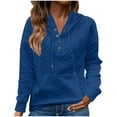 thumbnail image 1 of qucoqpe Womens Oversized Sweatshirts Hoodies Snap Button V Neck Drawstring Hooded Tops with Pocket Casual Pullover Tunics Fall Winter Outfits 2025, 1 of 5