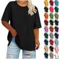 thumbnail image 1 of qucoqpe Womens Oversized T-shirts Summer Plus Size Short Sleeve Tops Fashion Solid Color Basic Shirts Casual Tunic Blouses, 1 of 6