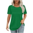 thumbnail image 1 of qucoqpe Womens Pleated T-Shirts Blouse Summer Casual Loose Tops Crew Neck Short Sleeve Shirts Solid Color Tees, 1 of 6