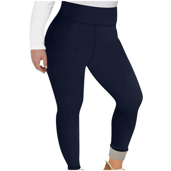 qucoqpe Womens Plus Size High Waist Fleece-Lined Thermal Yoga Pants with Pockets Fall Winter Stretchy Comfortable Warm Workout Leggings