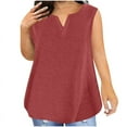 thumbnail image 1 of qucoqpe Womens Plus Size Summer Tank Tops V Neck Sleeveless Lightweight T-shirts Casual Loose Solid Color Pullover Tops, 1 of 5