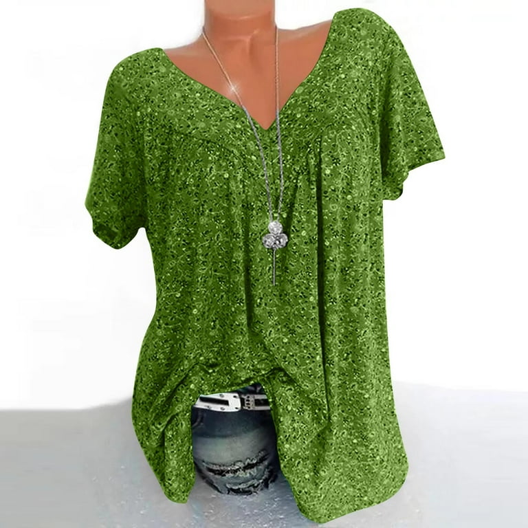 Casual Solid Color Short sleeve V neck Plus size Tops Casual Solid Color Short sleeve V neck Plus size Tops