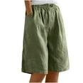 thumbnail image 1 of qucoqpe Womens Shorts Summer Casual Elastic Waist Cotton Linen Shorts with Pockets, 1 of 5