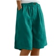 thumbnail image 1 of qucoqpe Womens Shorts Summer Casual Elastic Waist Cotton Linen Shorts with Pockets, 1 of 5