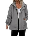 thumbnail image 1 of qucoqpe Womens Solid Outdoor Hooded Jacket with Pockets Trendy Casual Water-Proof Long Sleeve Hiking Windbreaker Coats, 1 of 5