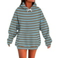 thumbnail image 1 of qucoqpe Womens Striped Print Hooded Sweatshirt Longline Oversized Pullover Top with Drop Shoulder Sleeves Roomy Front Pockets Soft Sweatshirts Trendy Streetwear, 1 of 5