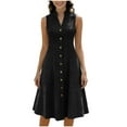 thumbnail image 1 of qucoqpe Womens Summer Cotton Dresses Trendy Casual V Neck Sleeveless Button Down Solid Linen Midi Dress, 1 of 9