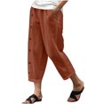 thumbnail image 1 of qucoqpe Womens Summer Linen Capri Pants Casual Loose Side Button Work Pants Lightweight Comfy Capri Pants with Pockets, 1 of 5