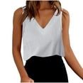 thumbnail image 1 of qucoqpe Womens Summer Linen Tank Tops V Neck Sleeveless Solid Color T-shirts Casual Loose Lightweight Pullover Tops, 1 of 8