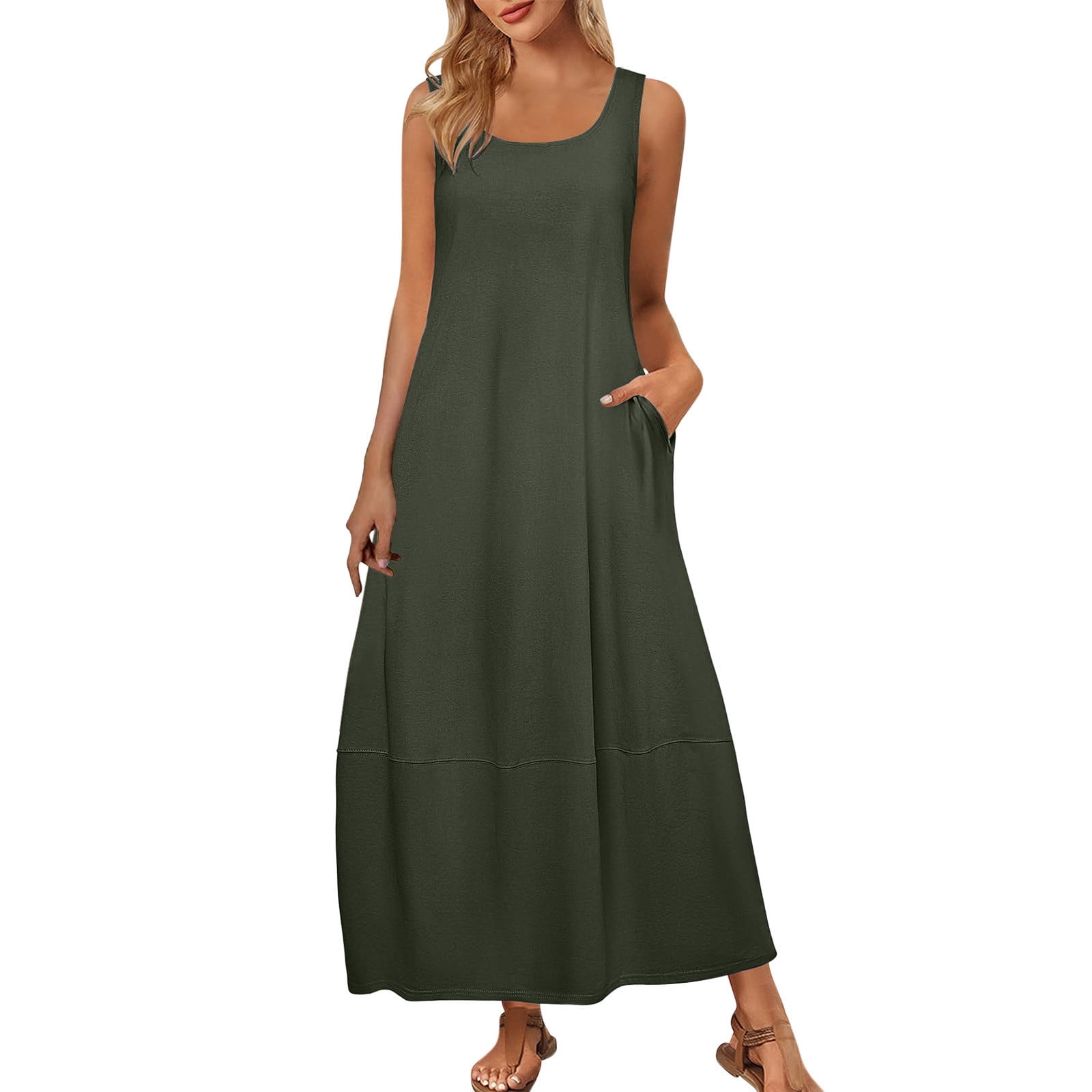 doubcq women's casual flowy pleated loose dresses with pockets DouBCQ Womens Casual Short Sleeve Flowy Pleated Loose Dress with Pockets Small