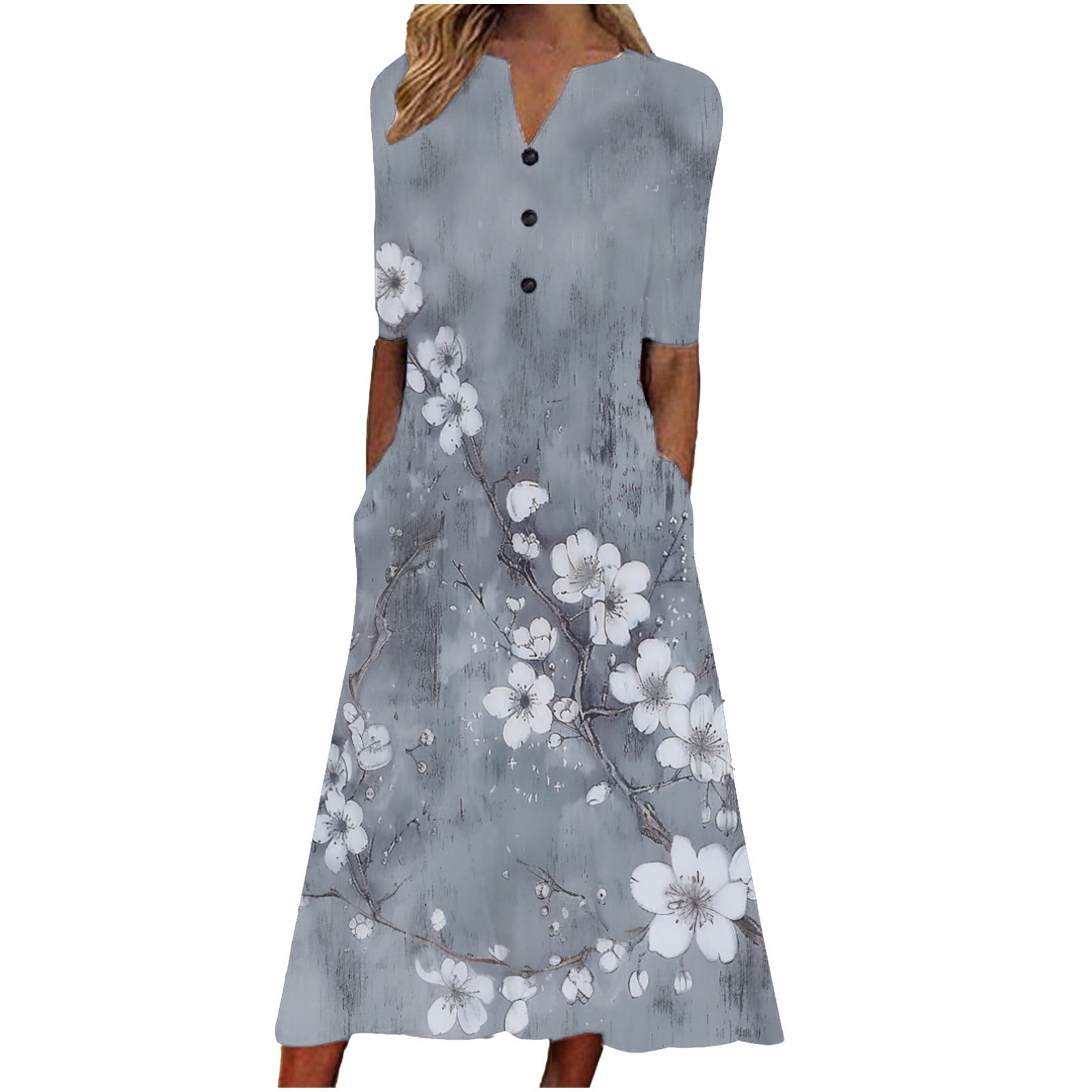 Shell Print Maxi Dress with Pockets - Effortless Summer Escape main image 1