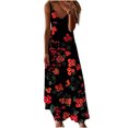 thumbnail image 1 of qucoqpe Womens Summer Sundress Fashion Casual Floral Printed Sleeveless V Neck Flowy Maxi Long Dress Beach Vacation Spaghetti Strap Dress, 1 of 5