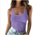 thumbnail image 1 of qucoqpe Womens Summer Tank Tops Fashion Casual Ribbed Slim Solid Color Crew Neck Sleeveless Workout Shirts, 1 of 5