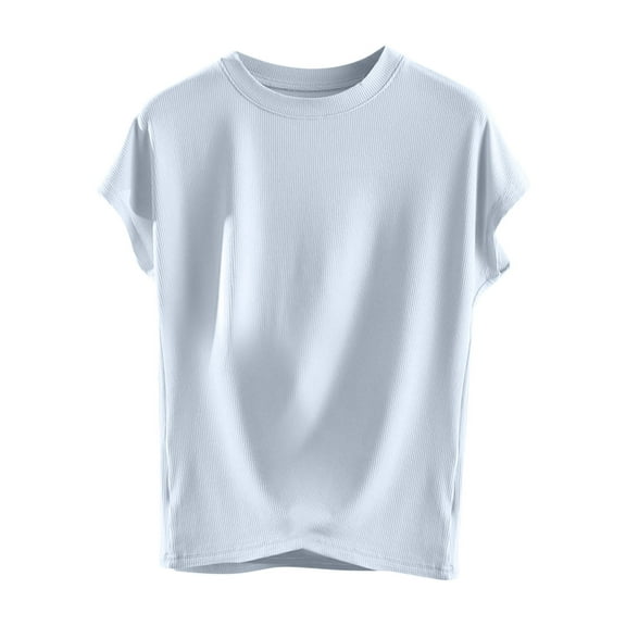 qucoqpe Womens Summer Tops Fashion Casual Blouses Color Block Crew Neck Short Sleeve Tee Loose Fit Pullover Shirts