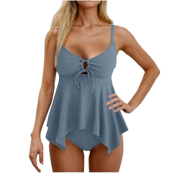 Dvprdro Womens Tankini Swimsuit Two Piece Cut Out Modest Bathing Suit Comfy Beach Swim Wear 2025