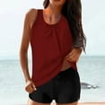 thumbnail image 1 of qucoqpe Womens Tankini Swimsuits Solid Color Loose Fit Two Piece Modest Bathing Suits Blouson Tankini Tops with Boyshorts, 1 of 7