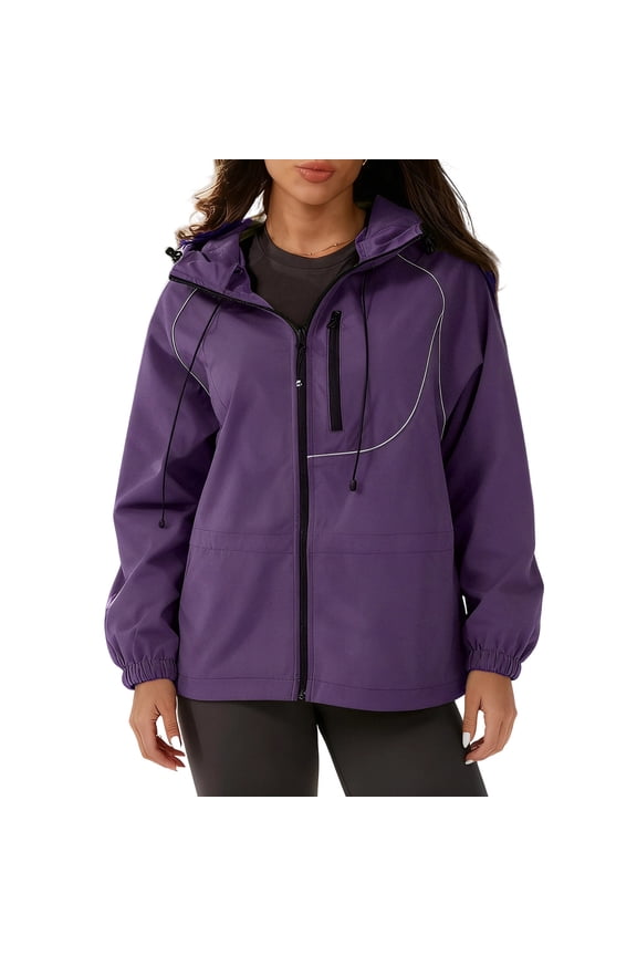 Womens Thermal Fleece-Lined Ski Jacket Windproof Waterproof Zip-Up Snow Hiking Coats Fall Winter Windbreaker Sports Hooded Softshell Jackets