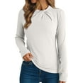 thumbnail image 1 of qucoqpe Womens Tops Fall Fashion Outfits Casual Crewneck Long Sleeve Shirts Stretch Twisted Knot Slim Fit Business Blouse Winter Warm Undershirts, 1 of 8