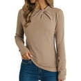 thumbnail image 1 of qucoqpe Womens Tops Fall Fashion Outfits Casual Crewneck Long Sleeve Shirts Stretch Twisted Knot Slim Fit Business Blouse Winter Warm Undershirts, 1 of 8