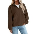thumbnail image 1 of qucoqpe Womens Trendy Half-Zipper Cropped Long Sleeve Sweatshirts with Front Pocket Casual Solid Color Dropped Shoulder Loose Pullover Top, 1 of 5