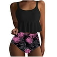 thumbnail image 1 of qucoqpe Womens Two Piece Bathing Suits Sexy Crew Neck Ruffle Flowy Swimsuits Floral Print Swimwear Beachwear, 1 of 5