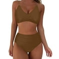 thumbnail image 1 of qucoqpe Womens Two Piece Bathing Suits with Built in Bra Sexy Wrap V Neck Back Tie Swimsuits Solid Color Slim Swimwear, 1 of 6