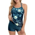 thumbnail image 1 of qucoqpe Womens Two-piece Modest Bathing Suit Summer Fashion Casual Floral Print Tankini Swimsuits with Shorts, 1 of 7