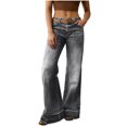 thumbnail image 1 of qucoqpe Womens Wide Leg Jeans High Waisted Stretchy Baggy Trendy Flare Denim Pants, 1 of 7