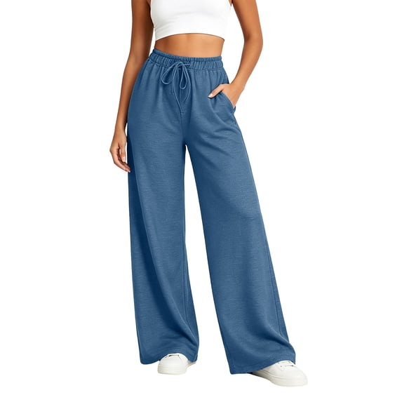 qucoqpe Womens Wide Leg Jeans Loose Fit High Waisted Drawstring Denim Pants with Pockets