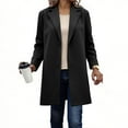 thumbnail image 1 of qucoqpe Womens Wool Coat Winter Thicken Warm Trench Coat Long Sleeve Notch Lapel Pea Coat Fashion Casual Solid Color Overcoat, 1 of 6