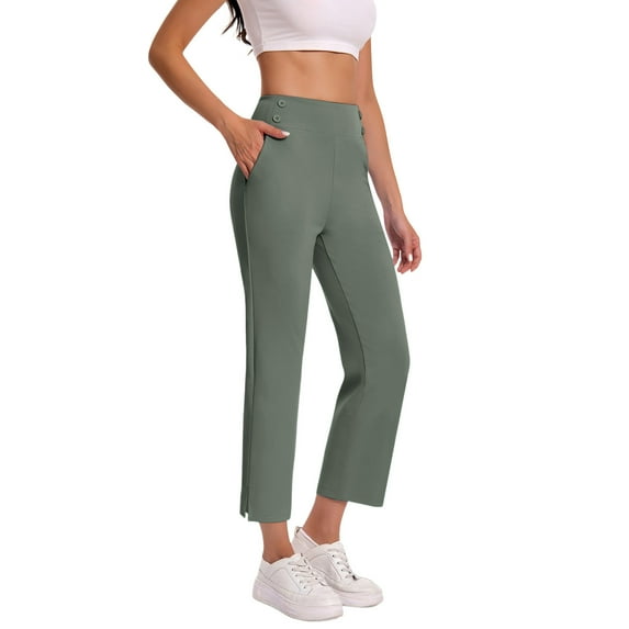 qucoqpe Womens Yoga Capri Pants High Waist Capri Leggings with Pockets Wide Leg Crop Exercise Workout Summer Pants