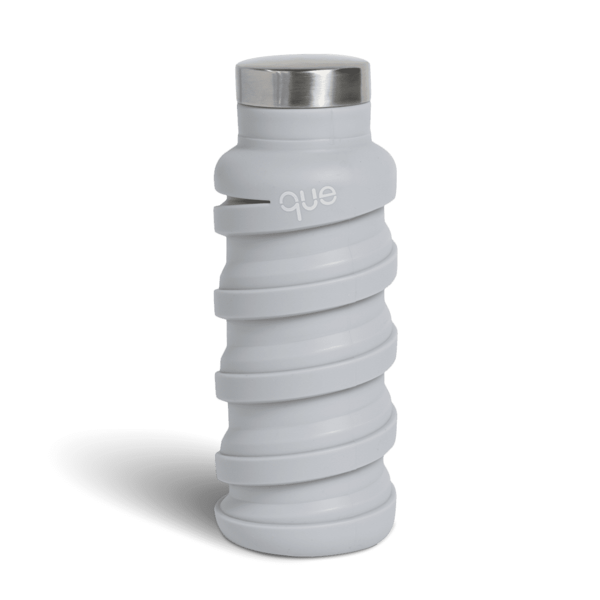 Cloudy Grey 12oz Collapsible Silicone Water Bottle with Stainless Steel Cap