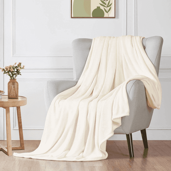 Queen Size Blanket for Bed, 90x90inch Super Cozy Soft Bed Blanket for Sleep Snap, Lightweight Reversible Blankets and Cozy Throws for Bedroom Office Travel Camping, Beige