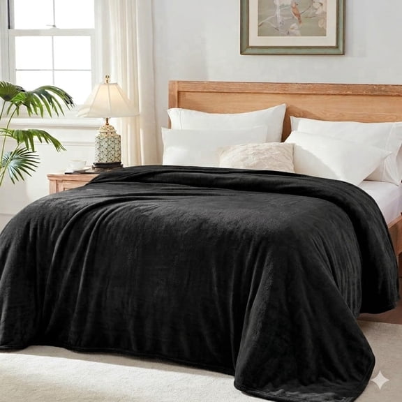 Cshidworld Lightweight Summer Blanket Queen Size, Soft Reversible Air Conditioning Blanket for Bed, Breathable Thin Blanket for Bedroom Couch Sofa Office Travel Camping and Home Decor, Black