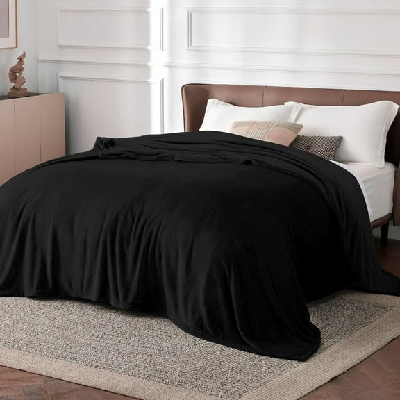 Queen Bed Blanket, Ultra Soft Throws for Couch Bed RV, Lightweight Cozy Bed Blanket for All Seasons, Decor & Giftable Black Blanket for Women Men 90x90 in