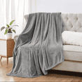 thumbnail image 1 of Queen Size Blanket, Luxury Plush Cozy Fuzzy Fleece Blanket, Super Soft Warm Big Lightweight Throw Blanket All Seasons Suitable, Versatile Throws for Office Bedroom Travel, 90x90" Gray, 1 of 7