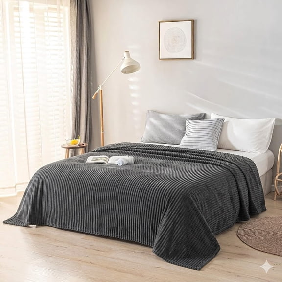 Queen Size Blanket,Extra Soft Strip Blanket, Plush Fuzzy Cozy Bed Blankets and Throws for Couch,Bed,Sofa,Lightweight and Versatile Throws for Office Bedroom Picnic Home Decor,90x90" Gray