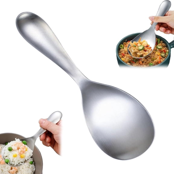 quenelle spoon Thickened Stainless Steel Non Stick Rice Spoon 304 Stainless Steel Rice Spoon Sleek No Rice Cooker Spoon Rustproof Cookware Rice Spoons for Serving Mixing Spoon