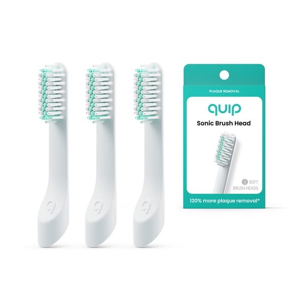quip Electric Toothbrush Replacement Heads for quip Sonic Toothbrushes, Soft, 3 Pack