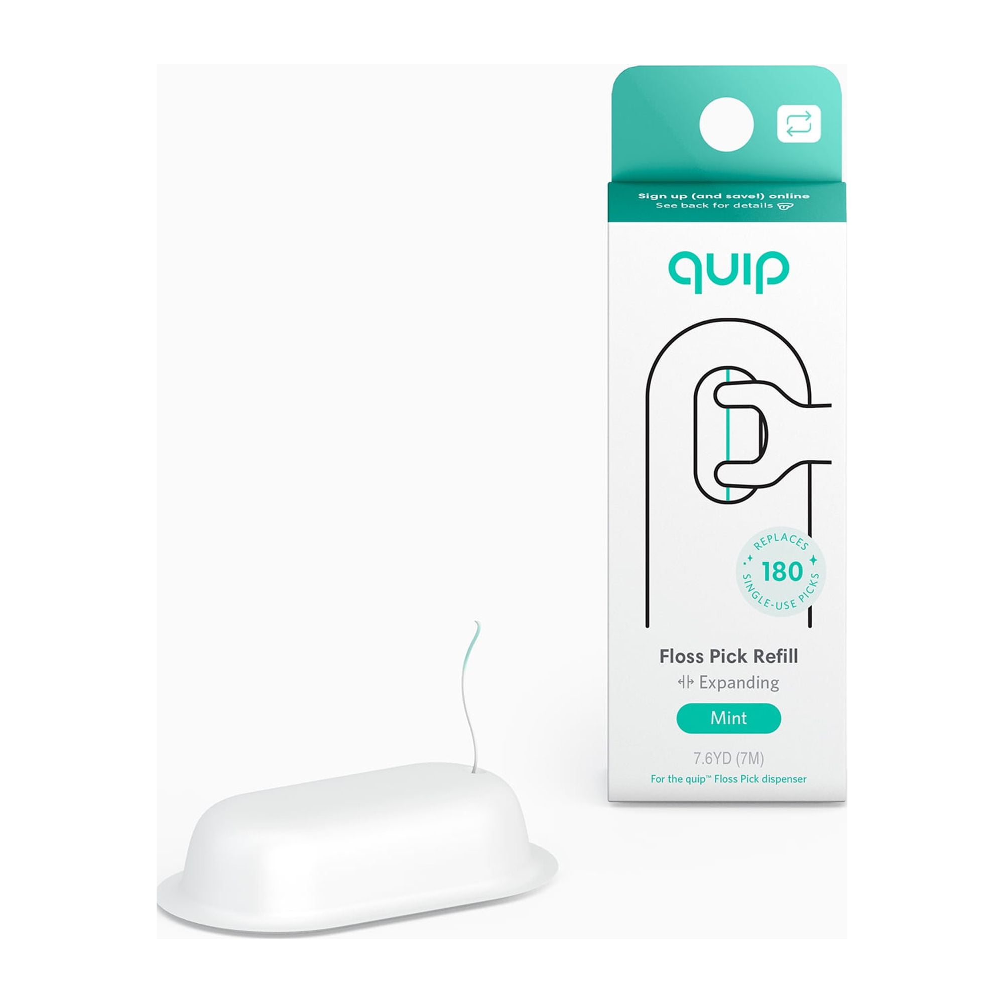quip Floss Pick Refill Pod Replaces 180 Single Use Plastic Picks Mint