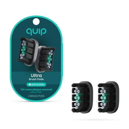 quip Ultra EasyClick Brush Pod Sonic Electric Toothbrush Heads, 2 Pack