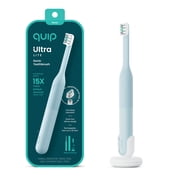 quip Ultra Lite Sonic Toothbrush Timed Electric Toothbrush with Case 15x More Plaque Removal EasyClick Brush Pod 3 Intensities 30 Day Battery Life Charge Air